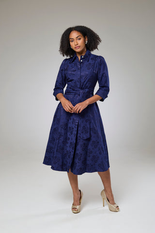 Royal Blue Petals Sleeved Dress