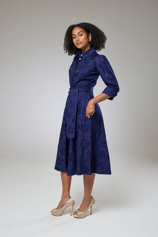 Royal Blue Petals Sleeved Dress