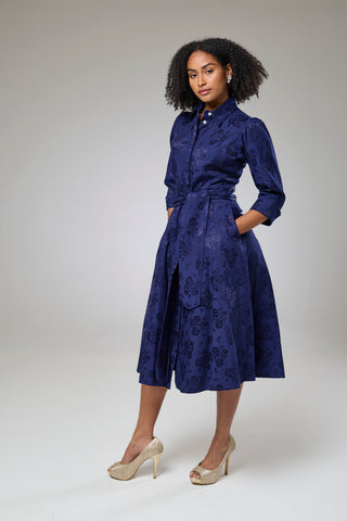 Royal Blue Petals Sleeved Dress