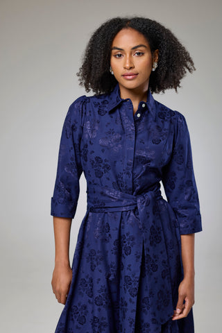 Royal Blue Petals Sleeved Dress