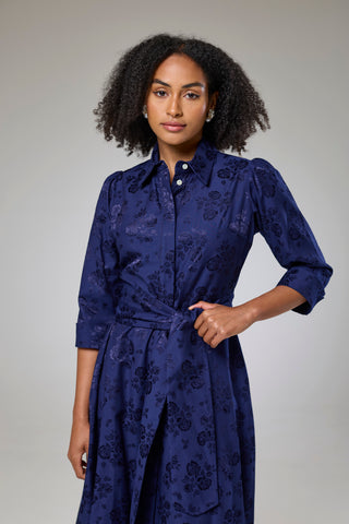 Royal Blue Petals Sleeved Dress