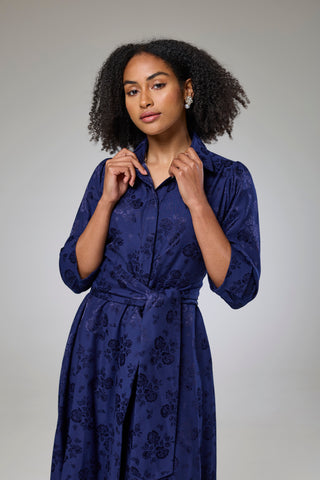 Royal Blue Petals Sleeved Dress