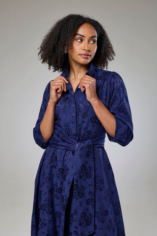 Royal Blue Petals Sleeved Dress