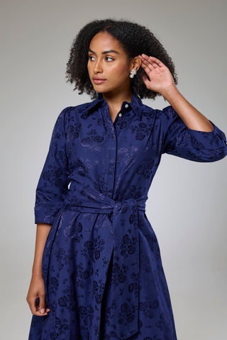 Royal Blue Petals Sleeved Dress