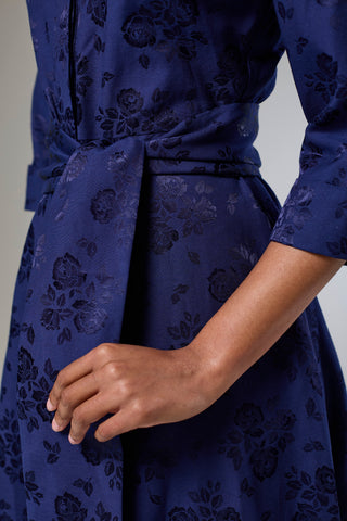 Royal Blue Petals Sleeved Dress