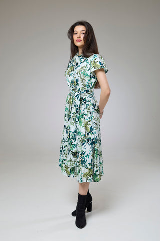 Flourish Green Flora Short Sleeve Shirt Dress