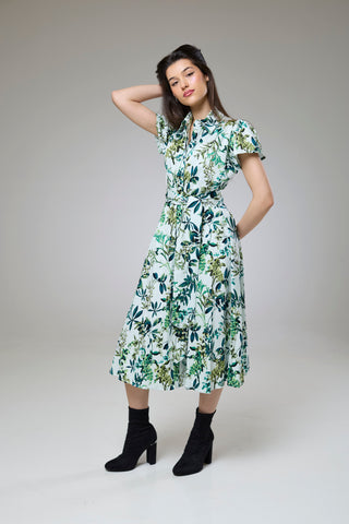 Flourish Green Flora Short Sleeve Shirt Dress