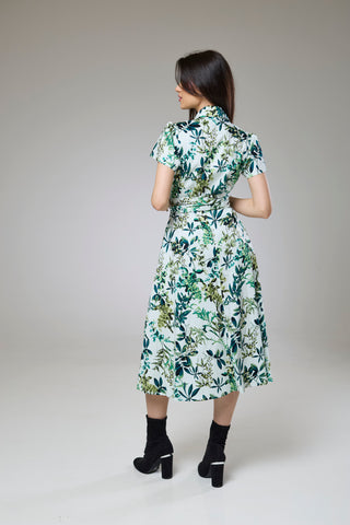 Flourish Green Flora Short Sleeve Shirt Dress