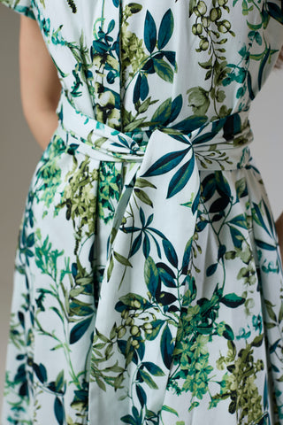 Flourish Green Flora Short Sleeve Shirt Dress