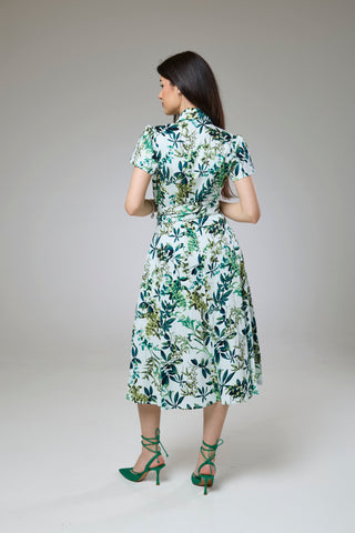 Flourish Green Flora Short Sleeve Shirt Dress