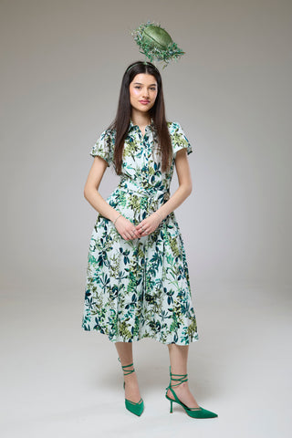 Flourish Green Flora Short Sleeve Shirt Dress
