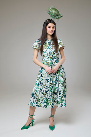 Flourish Green Flora Short Sleeve Shirt Dress