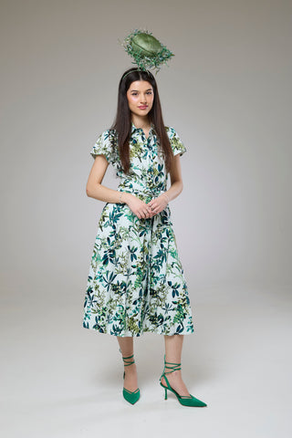Flourish Green Flora Short Sleeve Shirt Dress