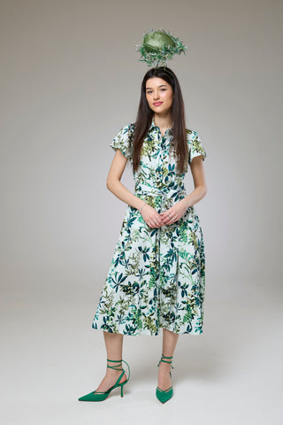 Flourish Green Flora Short Sleeve Shirt Dress