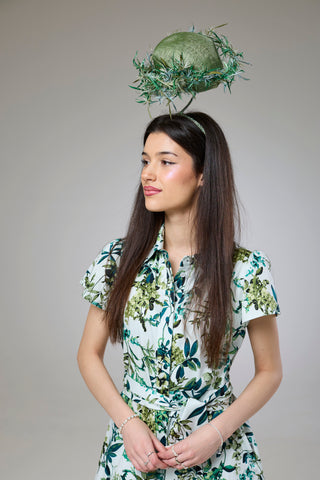 Flourish Green Flora Short Sleeve Shirt Dress