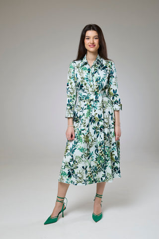 Flourish Green Flora Sleeved Dress