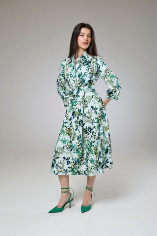 Flourish Green Flora Sleeved Dress