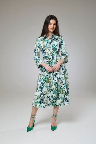 Flourish Green Flora Sleeved Dress
