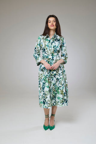 Flourish Green Flora Sleeved Dress