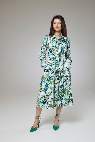 Flourish Green Flora Sleeved Dress