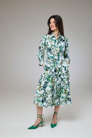 Flourish Green Flora Sleeved Dress