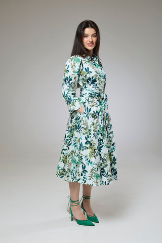 Flourish Green Flora Sleeved Dress