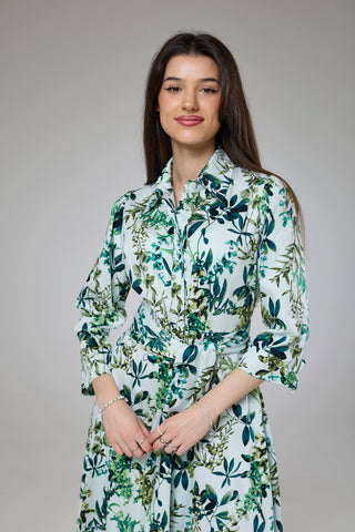 Flourish Green Flora Sleeved Dress