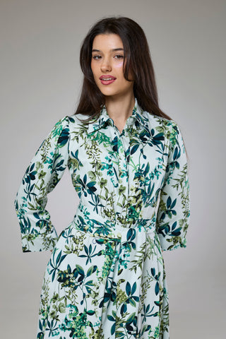 Flourish Green Flora Sleeved Dress