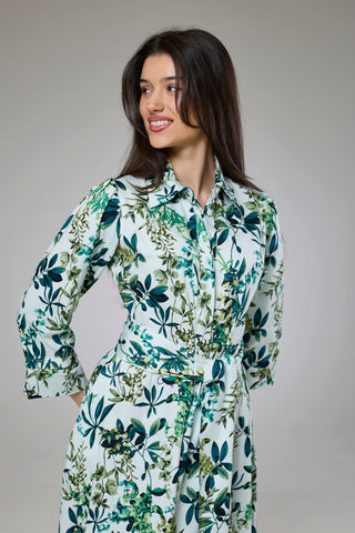 Flourish Green Flora Sleeved Dress