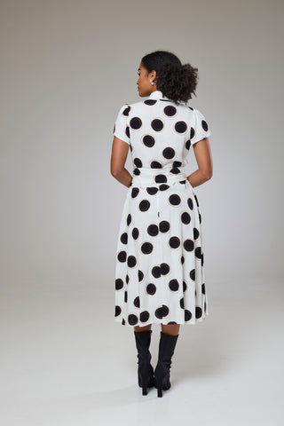 Absolute Polka Dot Linen Short Sleeve Shirt Dress
