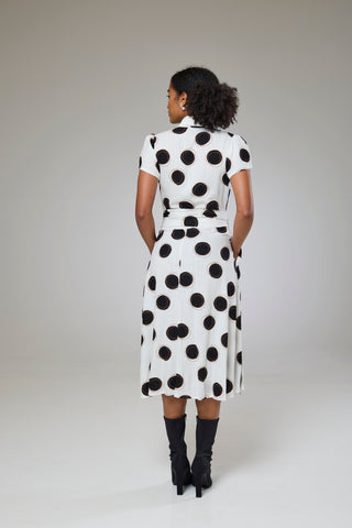 Absolute Polka Dot Linen Short Sleeve Shirt Dress