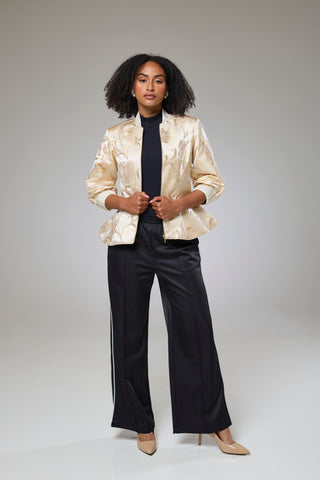 Ivory Shimmery Flora Fitted Jacket Blouse