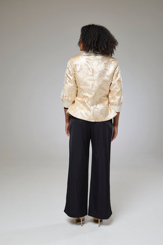 Ivory Shimmery Flora Fitted Jacket Blouse
