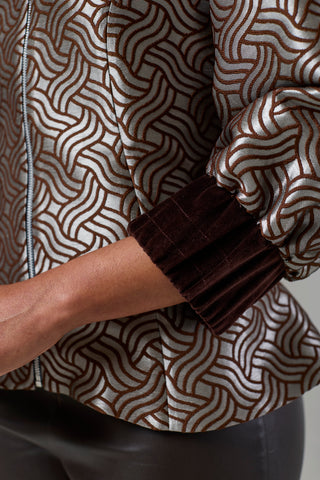 Dazzle Chocolate Shimmery Fitted Jacket Blouse