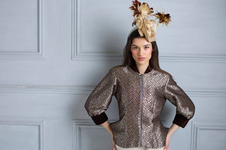 Dazzle Chocolate Shimmery Fitted Jacket Blouse