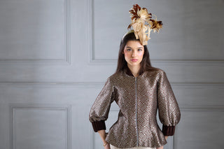 Dazzle Chocolate Shimmery Fitted Jacket Blouse