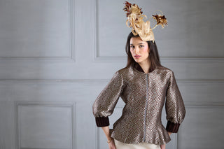 Dazzle Chocolate Shimmery Fitted Jacket Blouse