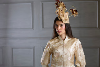 Ivory Shimmery Flora Fitted Jacket Blouse