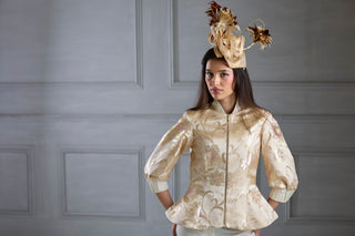 Ivory Shimmery Flora Fitted Jacket Blouse