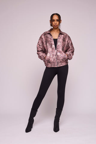 Dusky Silvery Flora Bomber Jacket